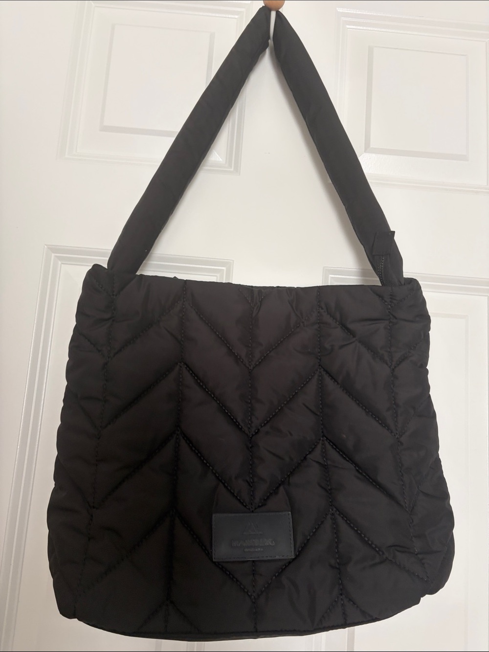 Quilted Black Padded-Handle Shoulder Bag